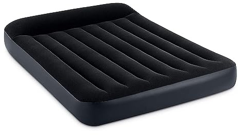 Intex 64147ED Dura-Beam Standard Pillow Rest Air Mattress: Fiber-Tech - Full Size - Built-in Electric Pump - 10in Bed Height - 600lb Weight Capacity