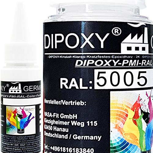1000g Dipoxy-PMI-RAL 5005 SIGNALBLAU Extrem hoch konzentrierte Basis Pigment Farbpaste Farbmittel für Epoxidharz, Polyesterharz, Polyurethan Systeme, Beton, Lacke, Flüssigfarbe Kunstharz Schmuck