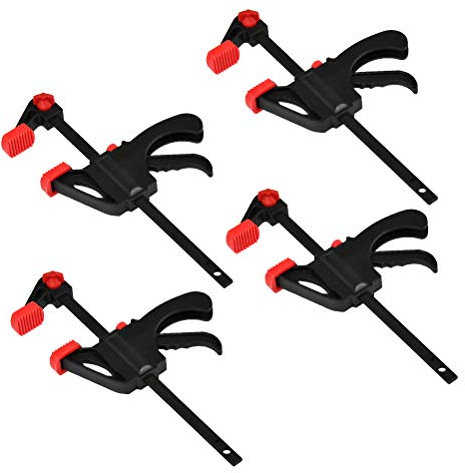 4 pcs Abrazadera de Barra F-Bar Sargentos Monomanuales para Carpintero,Kit de Herramientas de Carpintería Madera,Carpintería DIY Kit de Herramientas de Mano,Aplicaciones de Sujeción Rápida y Fácil