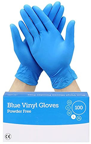 1ABOVE 100 Blue Vinyl Disposable Gloves | Latex | Powder Free | Use For Food, Safety, Cleaning, etc
