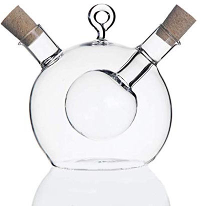 Utensili da cucina in vetro a 2 uscite per olio d'oliva e aceto set di ampolle per olio e aceto bottiglia da cucina per salsa