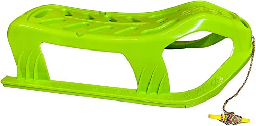 BUSDUGA 4065 Schlitten grün 90cm, Metallkufen, robuster Kunststoff, Zugseil