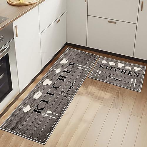 HSGLGNA Set di 2 tappeti da cucina antifatica, tappetini da cucina per la decorazione della casa e l'ufficio, impermeabili, antiscivolo, tappetini da cucina comodi (Kitchenware-b, 43x75+43x150cm)
