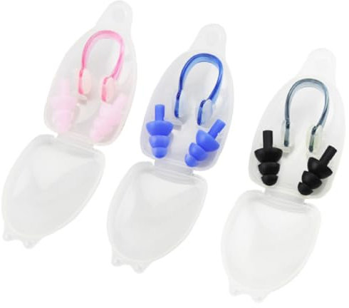 Nasenklammer Schwimmen, 3-teiliges Set Nasenklammern für Schwimmer, Satz Ohrstöpsel mit Nasenclip wird,Weiche Silikon Nasenklammer für Schwimmen Erwachsene Kinder