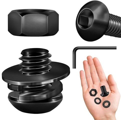 Dayalo Tornillos negros M6, tornillos de cabeza alomada, 10 unidades, acero inoxidable, M6 x 10 mm, tornillos de cabeza semirredonda, tuercas y arandelas, surtido de tornillos de cabeza hexagonal,