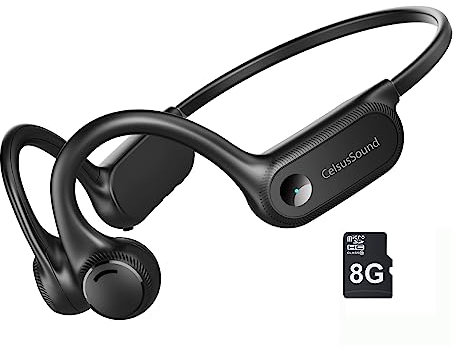 Bone Conduction Headphones,Open ear Bluetooth 5.2 Waterproof Running headphones with Mic,Built-in 8G Memory,Type c,10H Playtime for Running,Gym,Cycling,Workout. (Black)