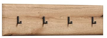 trendteam smart living - Marlon - Garderobenpaneel - Evoke Eiche - Garderobenleiste mit 4 Haken (BxHxT) 91 x 23 x 2 cm - Schwarze Kleiderhaken