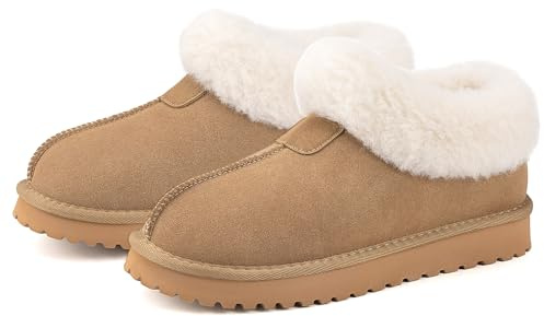 Mishansha Chaussures d'hiver Femme Hiver Pantoufles Chaudes Slippers Peluche Antidérapants Kaki GR.42
