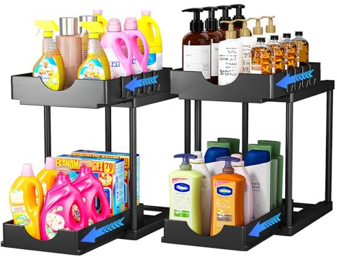 PurKeep 2 Pack Under Sink Storage, Sliding Kitchen Storage and Organisation
