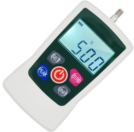 Jelquix 500N Digitala Kraftmätare Push Pull-mätare, spännings- och Kompressionstestverktyg med Enhetsomkoppling Bakgrundsbelyst Skärm Autoavstängning Grågrön för Kvalitetskontroll och Materialtestning