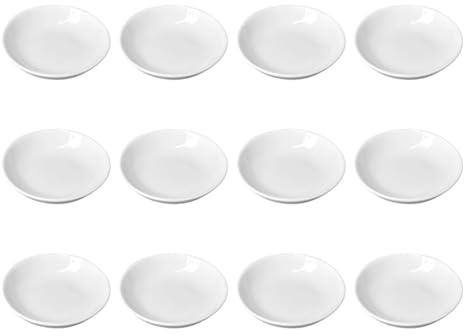 COHEALI 12Pcs Ceramic Ink Plates and Calligraphy Brush Trays Set, White Porcelain Ink Dish Water Plates for Chinese Painting and Calligraphy Beginners