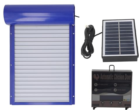 Dioche Abridor Automático de Puerta de Gallinero con Energía Solar, Control de Temporizador Programable para Pollos y Patos, Construcción Duradera de Hierro y Plástico