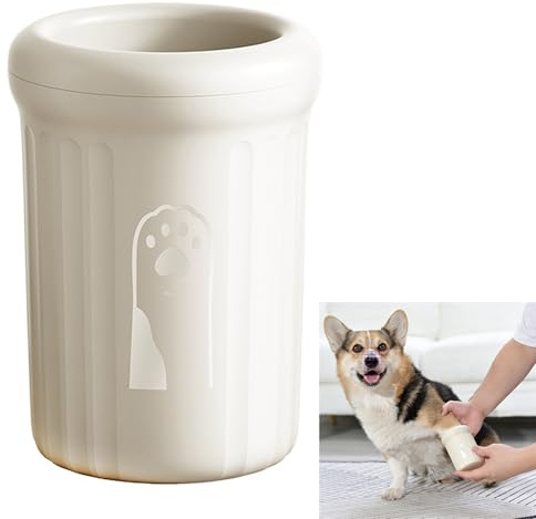 Smaoqingji Tazze Pulizia Della Zampa del Cane - 1 Pezzo, Color Crema, Pulitore per Zampe Pere Cani, Adatto per la Pulizia Delle Zampe di Animali Domestici di Taglia Media di Diverse Razze