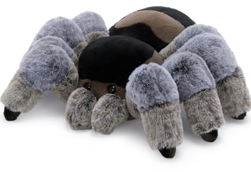 MorisMos Giant Spider Teddy Soft Toy, 45cm Big Grey Spider Stuffed Animal Kawaii Large Plush Cuddly Toy, XXL Huge Fluffy Gifts for Kids Birthday Halloween Decorations