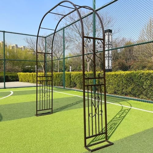 Rytgdxss Arco de Rosa,260x230cm Arco Metálico de Jardín,Estructura Resistente a la Intemperie,Ideal para Jardín,Boda y Decoración Exterior(L260xW40xH230cm) Bronce-B