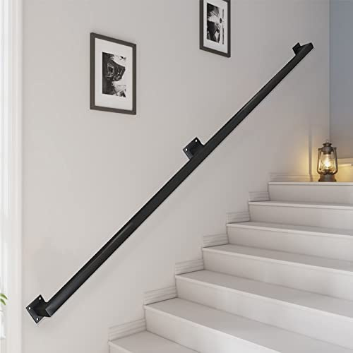 Este Kit Completo de barandilla de Hierro Forjado Negro para Montaje en Pared de 510 cm (17 pies) Incluye una Barra de Apoyo para escaleras.