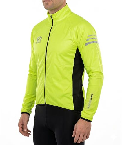 Optimum Men's Rain Jacket Nitebrite Hi Vis For Running Cycling Hiking Mountain Climbing, Waterproof - Green, Medium Size
