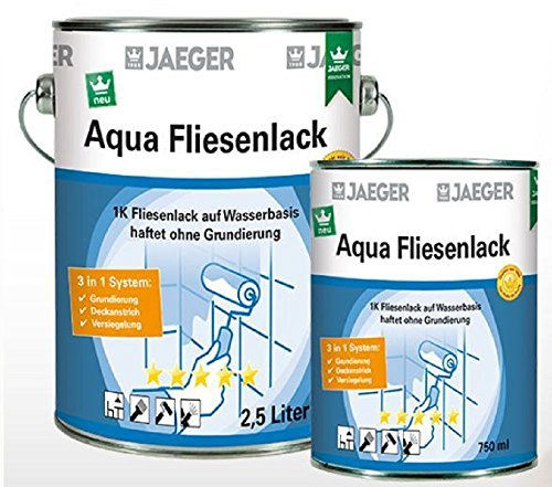 Jaeger Aqua Fliesenlack für Wandfliesen, seidenmatt (750 ml, perla (mittelgrau0701))