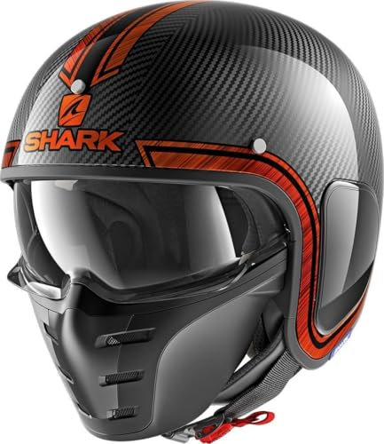 SHARK Motorradhelm S-DRAK CARBON VINTA DUO, Schwarz/Orange, XS
