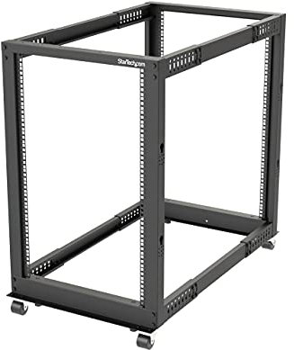 StarTech.com Server Rack 18U 19 a 4 Montanti a Telaio Aperto - Armadio Rack di Rete con Ruote, Piedini di livellamento/montaggio a pavimento, Rack dati per Apparecchiature AV/Dati/IT (4POSTRACK18U)