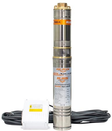 RURIS Pompe Submersible Aqua 104 1100W Débit 1800L/H Hauteur De Refoulement 100M Câble 30M Stator Cuivre Panneau De Commande Inclus Eau Propre Forage Jardin