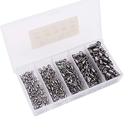 VOANZO 250Pcs Pesca Rolling Barrel Girevole Connettore Affrontare Forte Resistenza Acciaio Inox Nero Nickel Saltwater Fishing Girelle