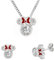 Kaguyo Jewellery Sets for Women Sterling Silver Clear Zirconia Mickey Mouse Pendant Necklace with Red Enamel Bow Minnie Mouse stud Earrings jewellery for women and Girls Birthday Gift (Red Enamel Bow)