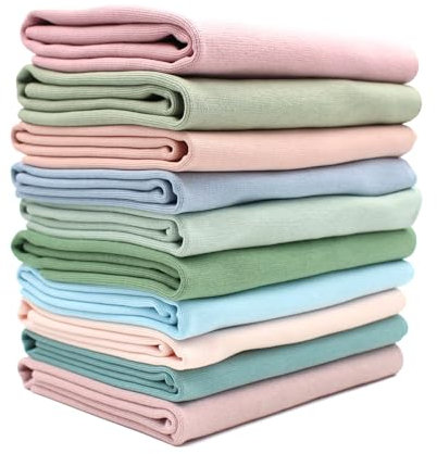 10x 0,25m Bündchenstoff Set Schlauchware 70cm breit 95% Baumwolle, 5% Elasthan Auswahl Jersey (Pastellfarben, 10er Set)