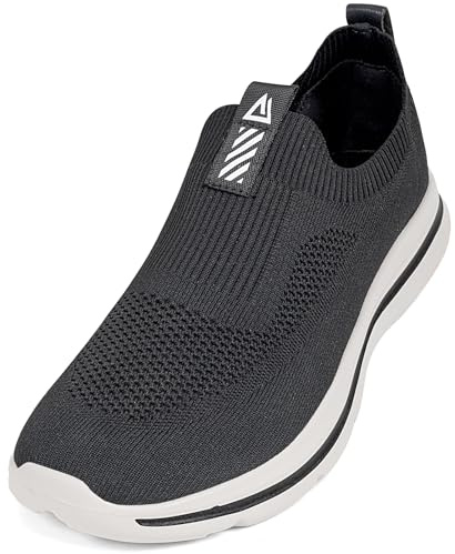 Odckoi Slip on-sneakers för herr, lätta, ledig stil, meshtyg, andningsaktiva, bra som löpar-/gym-/promenadskor, bekväma, moderiktiga, Svart, 45 EU