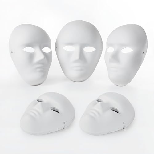 OVISEEN 10 Pezzi Maschere di Carta Bianca Fai da te in Cartone da Colorare Maschere Verniciabili per Carnevale, Cosplay, Halloween Party (9,45 x 7,28 pollici)