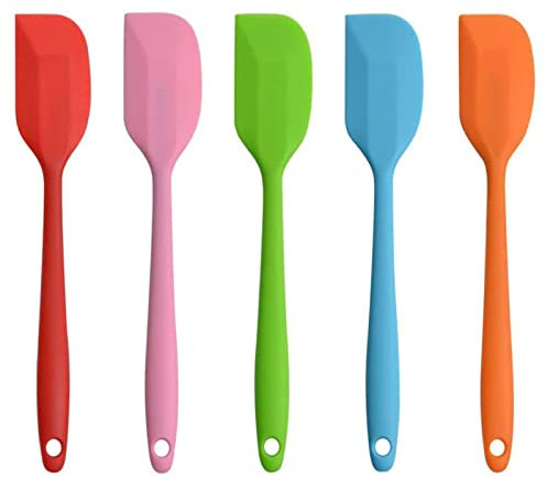 5 Stück Silikon Spatel Set Teigschaber Set Küche Spatula Antihaft Gummi Schaber Hitzebeständig Spatulas Hitzebeständig bis 500°F Silikon Spachtel mit Metallkern Ideal für Kochen und Backen