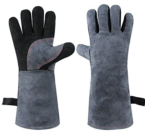 XTYPE Welding gloves, thick leather gloves for kitchen range, heat-resistant tongs, barbecue gloves for welders, suitable for palm welders.