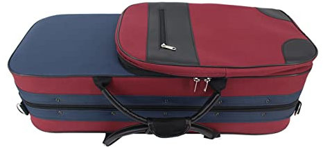 Geigenkasten Rechteckiger, Doppellagiger Geigenkoffer Aus Oxford-Stoff Mit Roter Und Blauer Naht Und Großer Aufbewahrungstasche Für 4/4 Violine