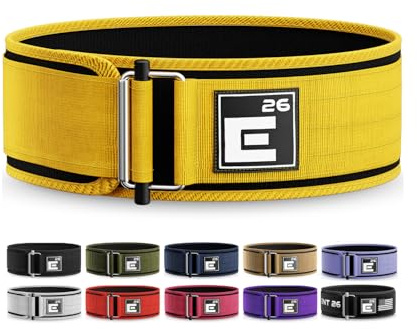 Element 26 Self-Locking Weight Lifting Belt - Premium Weightlifting Belt for Serious Functional Fitness, Power Lifting, and Olympic Lifting Athletes - Training Belts for Men and Women (Large, Yellow)