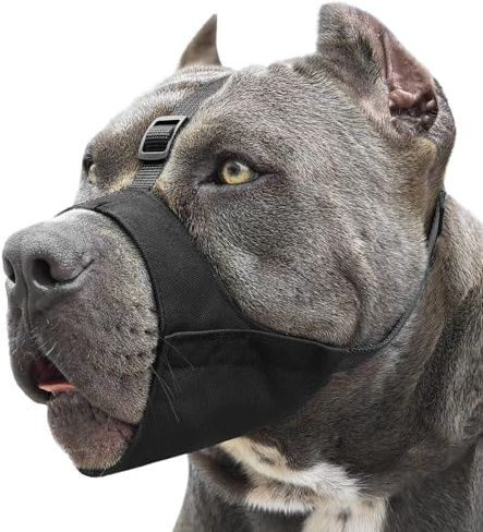 Mayerzon Muselière Souple en Tissu avec Sangle antidérapante, Anti Morsure, Anti Mastication, Laisse Boire l’Animal, pour Chien de Moyenne et Grande Taille, Pitbull, American Bully, Boxer, Rottweiler
