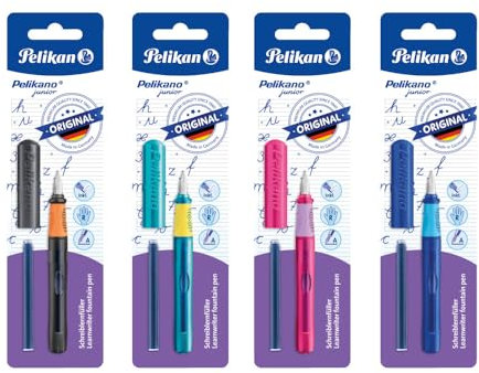 Pelikan Pelikano Junior Schulfüller für Rechtshänder, mit Anfänger Feder A, 1 Stück - Zufallsfarbe, kein Farbwunsch möglich