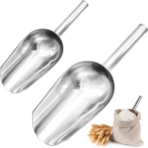 2 Pezzi in Acciaio Inox Scoop, In Acciaio Inox Gelato Scoop Piccolo Farina Scoop Cibo Scoop tè, Adatto Cibo Scoop Sacchetto Multifunzionale Scoop per Bar, Cucine, Buffet, Partito (2 Dimensioni)