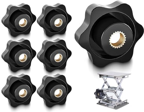 Lhbwhiz 6 Piezas Tuercas de Mango en Estrella M6,Tornillo moleteado con Rosca Interna de latón,Tuerca de Mariposa tipo Atornillable M6,Rosca moleteada,Tuerca moleteada de 32 mm de diámetro