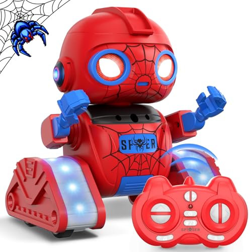 Ophy Roboter Kinder Spielzeug Spider, wiederaufladbar und projizierbar, RC-Roboter mit LED-Augen und Musik, RC-Spielzeug Monster mit Gestensensor 3 4 5 6 7 8 Jungenund Mädchen Rot