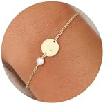 ORAZIO Pulsera Inicial Oro Mujer Niña Personalizada con Nombre Perlas Pulsera Oro 14K Amistad
