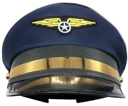 Sombrero de piloto – Gorra de disfraz de capitán de aerolínea, accesorio de fiesta de cosplay, sombrero de Halloween con temática de avión para hombres, mujeres, asistente de vuelo, accesorio de