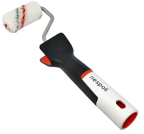 Nespoli - Mini Rullo Per Pittura 6cm Trattato al Teflon Surface Protector per Superfici Lisce e Cartongesso Fai da Te, Rullo Pittura e Fissativo per Muri Interni con Manico Ergonomico Soft Touch