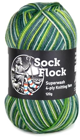 Sock Flock 120g 4-ply/Fingering Yarn, 75% New Zealand Wool 25% Nylon, Wild Pear, Machine Washable (420m/459y)