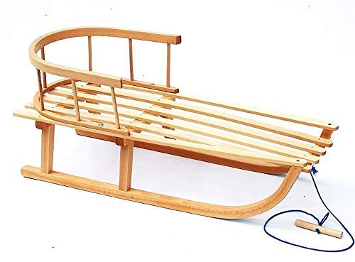 Holzschlitten für Kinder mit Rückenlehne und Seil