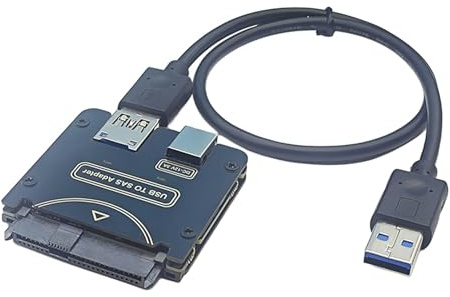 Elnwnnkc SASTo - Convertidor USB para escritorio, no requiere tarjeta RAID adicional, compatible con adaptadores SAS/SATADrive de 6 GbpsSAS/SATADrive de 12 V de alimentación externa esenciales