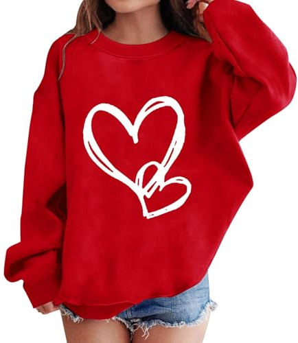 Jersey para niña 140 simple - sudadera para niñas y niños, sudadera oversize manga larga, suéter navideño con estampado de corazones, chaqueta de punto moderna, bonita chaqueta de entretiempo
