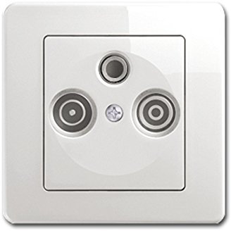 EKONOMIK Antennen-Steckdose weiß, TV+Radio+Sat, UP