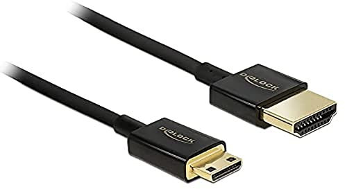 DeLock Kabel High Speed HDMI mit Ethernet - HDMI-A Stecker > HDMI Mini-C Stecker 3D 4K 2 m Slim Premium