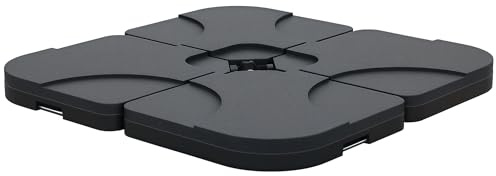Outsunny Base para Sombrilla de 4 Piezas, Soporte para Parasol de HDPE Rellenable con Agua 15 kg o Arena 18 kg, para Jardín, Patio, Terraza, 100x100x7,5 cm, Negro