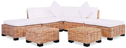 vidaXL Jeu de Canapés 18 pcs Salon de Jardin Mobilier de Patio Meubles de Terrasse Mobilier d'Extérieur Arrière-Cour Véranda Rotin Naturel